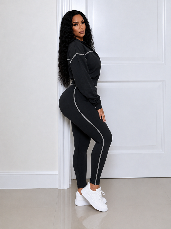 Stripe Zip-Front Jacket & Pants Set