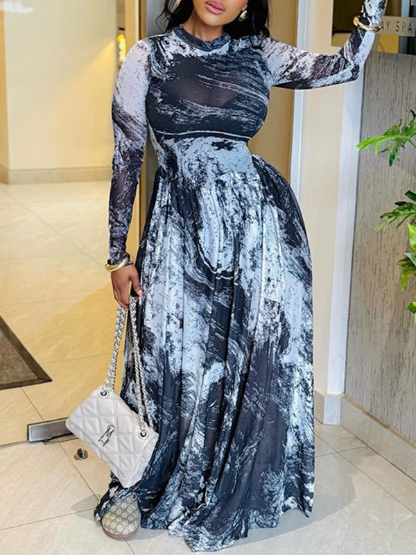Color-Blocked A-Line Maxi Dress