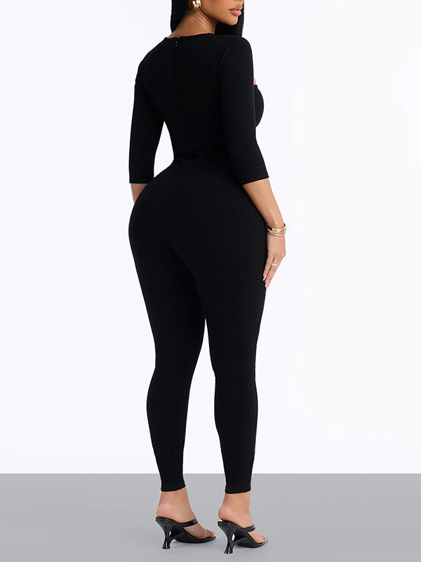 Solid Cutout Skinny Jumpsuit