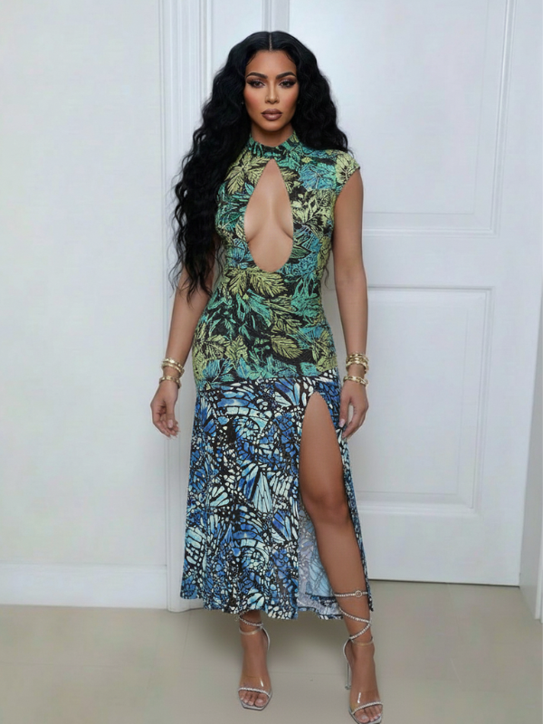 Printed Cut-out  Dress