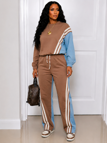 Stripe Combo Sweatshirt & Pants Set