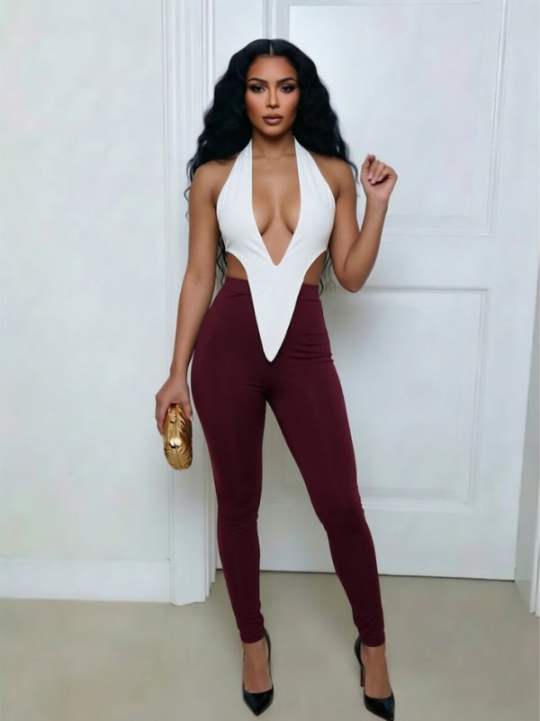Two-Tone Halter Jumpsuit