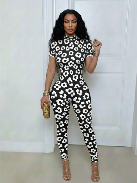 Printed Open-Back Jumpsuit