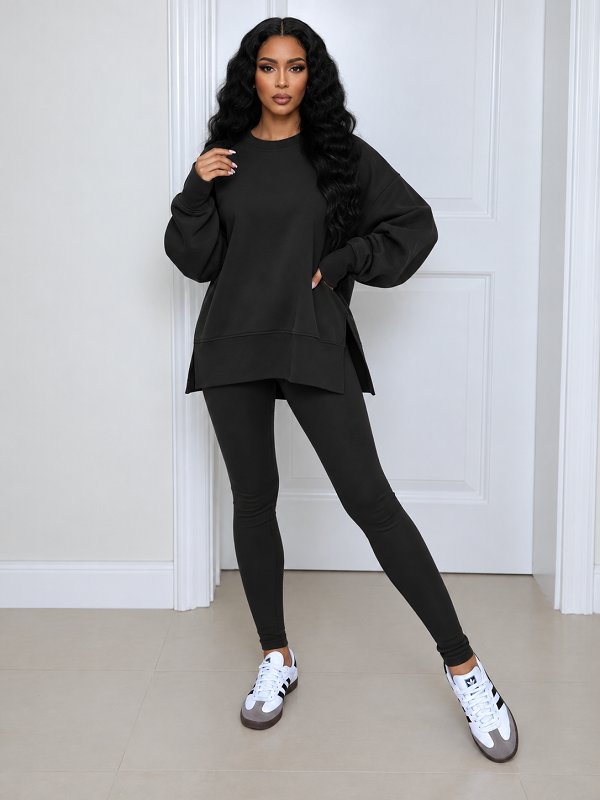 Solid Sweatshirt & Skinny Pants Set