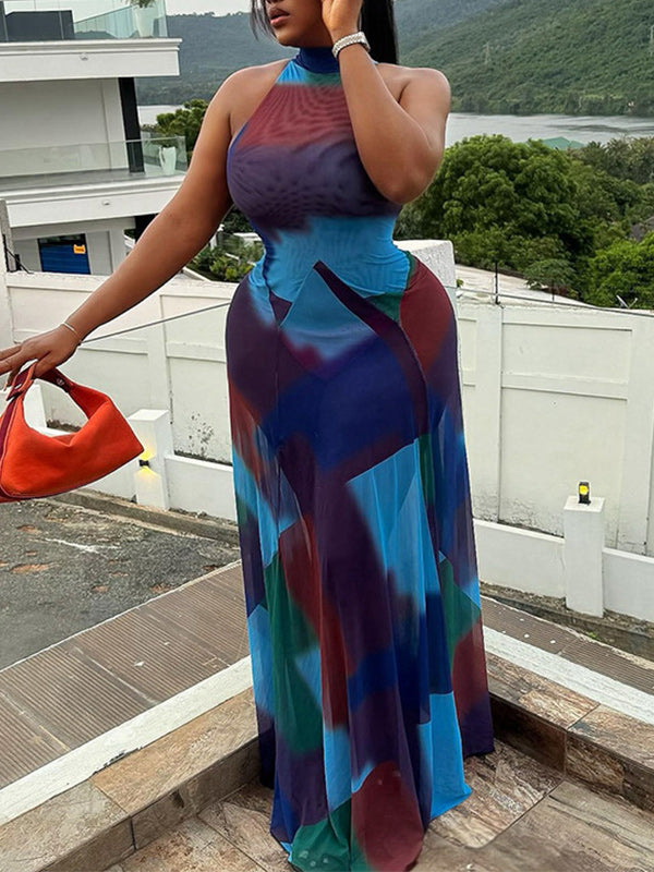 Printed Halter Maxi Dress