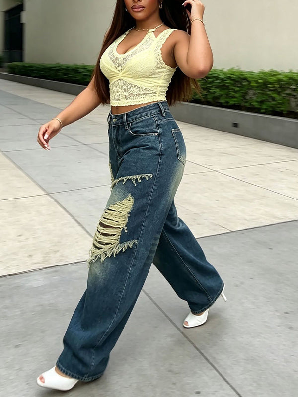 Frayed Ripped Jeans