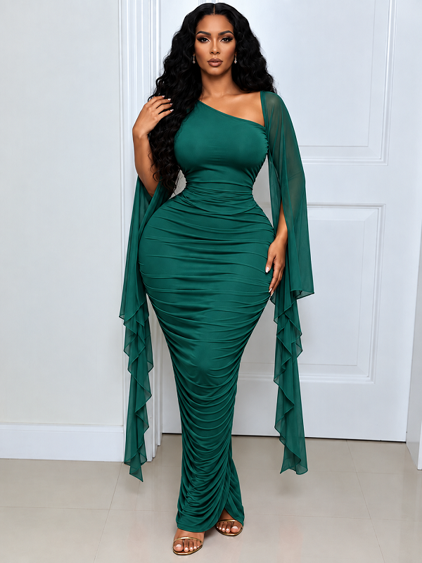 Ruched Draped Bodycon Dress