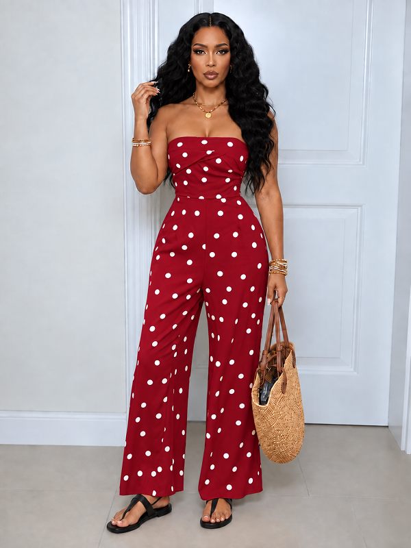 Polka Dot Strapless Jumpsuit