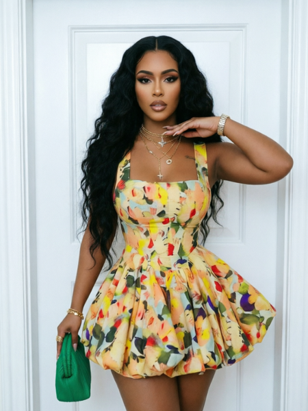 Printed Sleeveless Bubble Dress