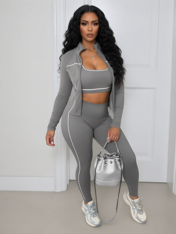 Stripe Jacket 3PC Pants Set