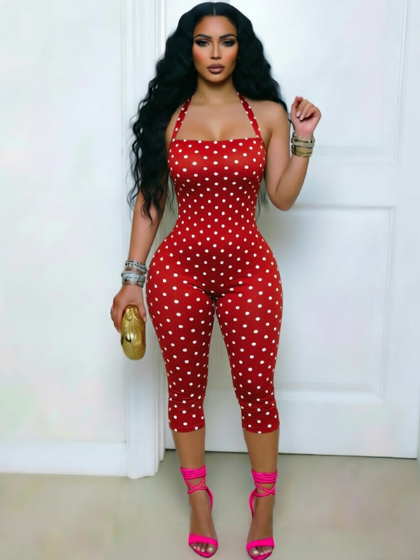 Dot Halter Capri Jumpsuit