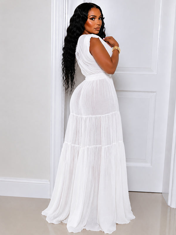 Solid One-Shoulder Ruffle Dress