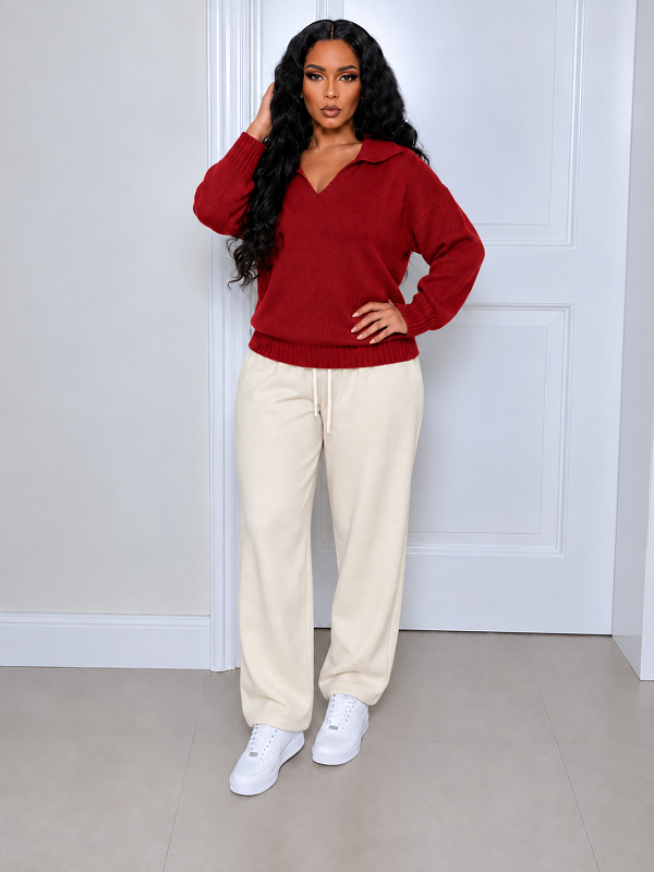 Solid Collar Sweater
