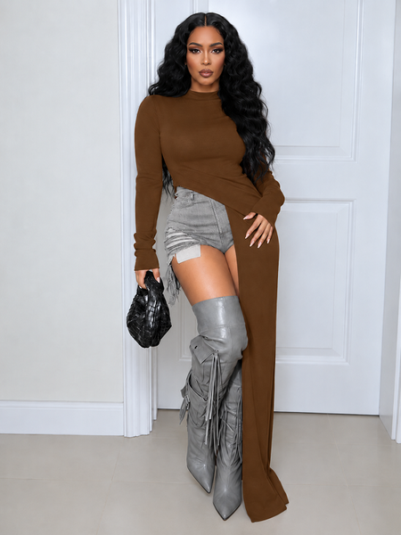 Solid Side-Slit Tunic Top