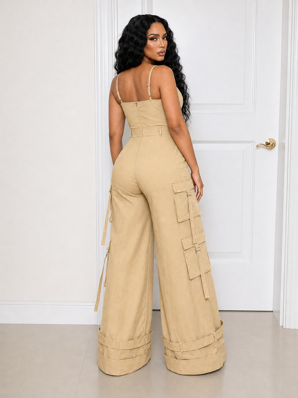 Solid Cami Cargo Jumpsuit