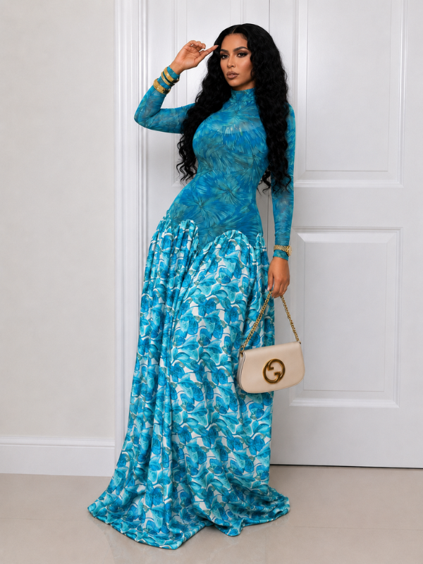 Printed Combo Maxi Dress