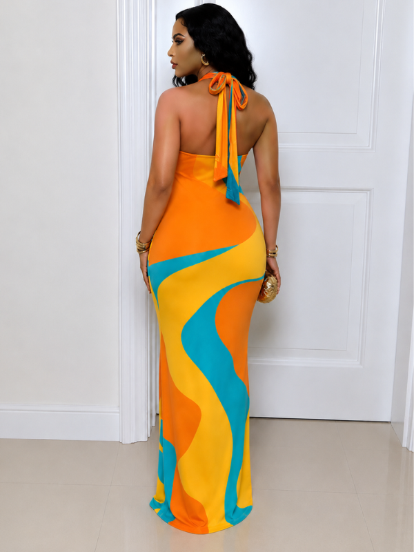 Printed Halter Maxi Dress