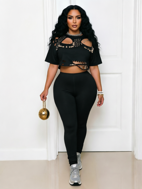 Ripped Tee & Pants Set