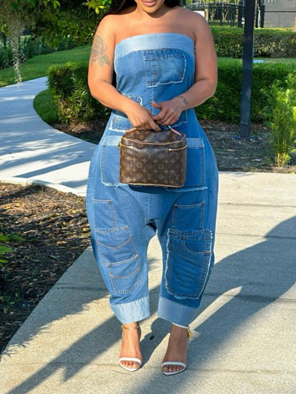Morchique Strapless Denim Jumpsuit