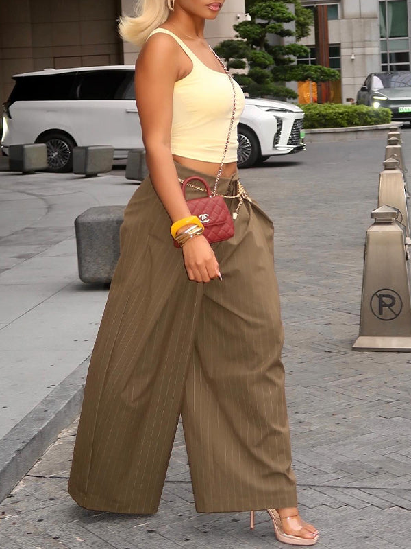 Stripe Wide-Leg Pants