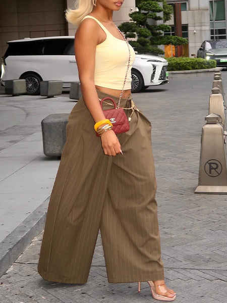 Stripe Wide-Leg Pants
