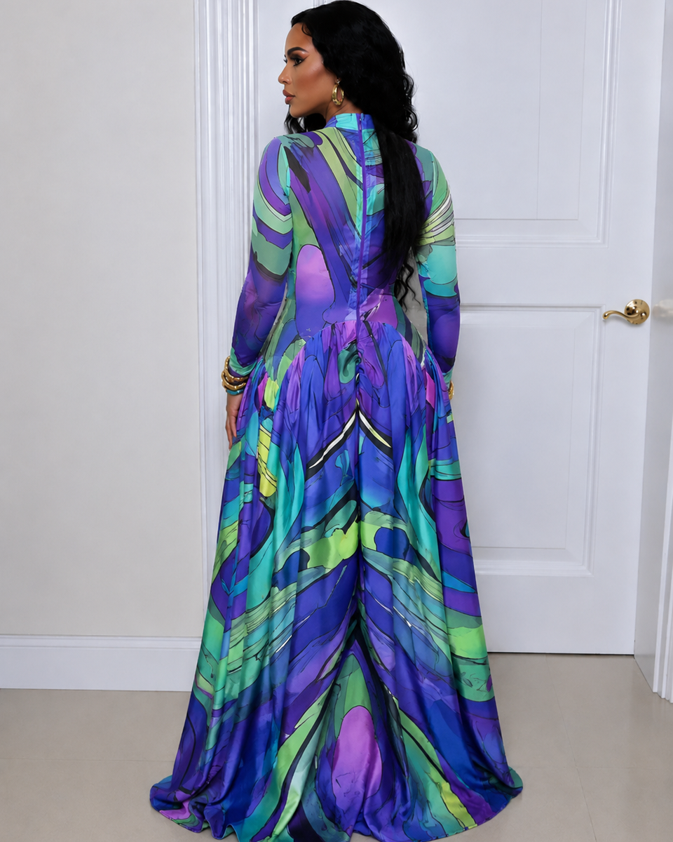Printed Combo Maxi Dress