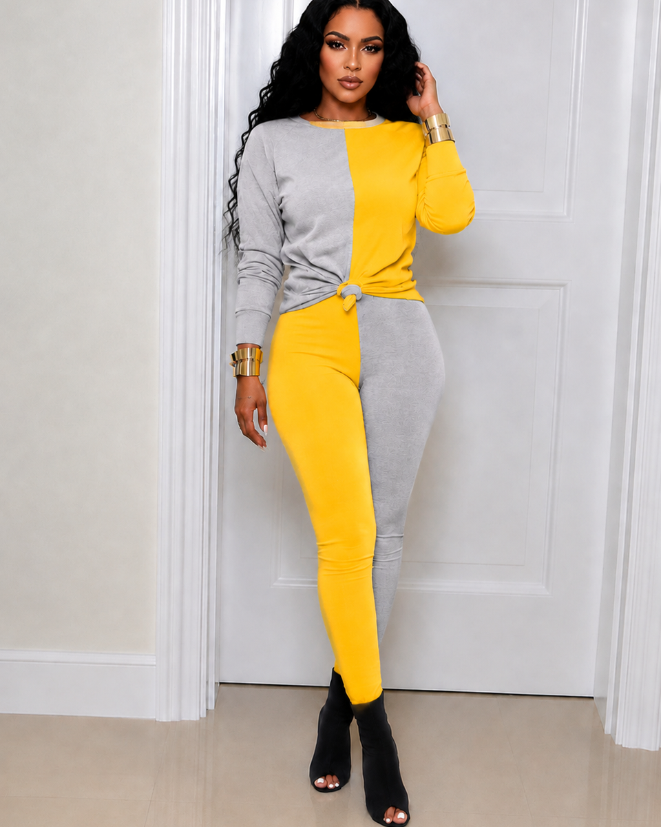Colorblock Combo Top & Pants Set