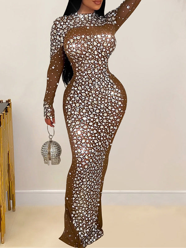 Studded Sheer Maxi Dress