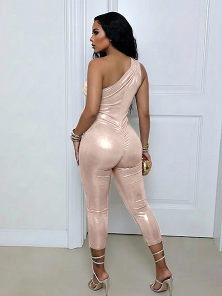 Shimmer One-Shoulder Cutout Jumpsuit