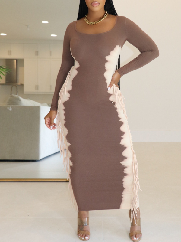 Morchique Fringe Combo Printed Dress