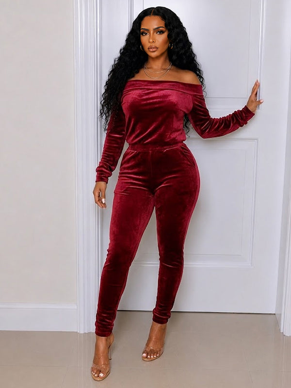 Off Shoulder Velvet Co-ord