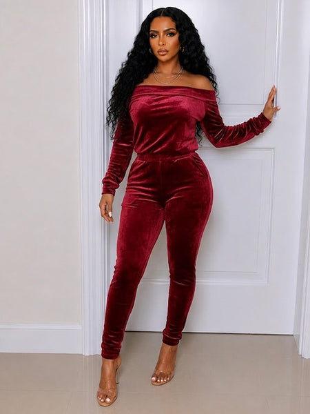 Off Shoulder Velvet Co-ord