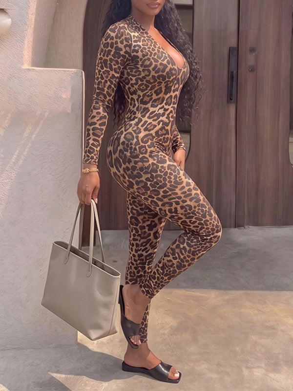 Leopard U-Neck Jumpsuit