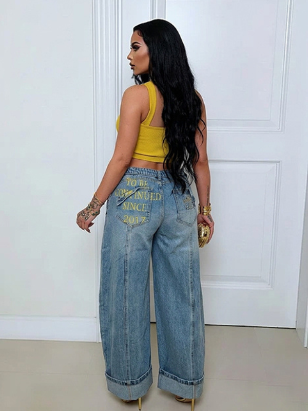 Double-Waist Wide-Leg Jeans