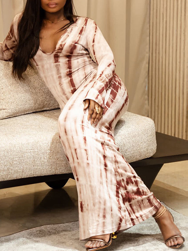 Printed V-Neck Maxi Dress