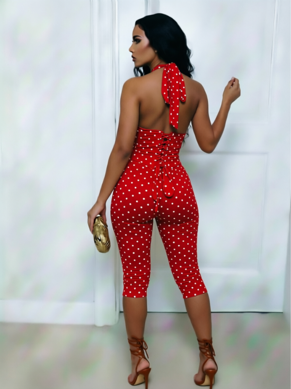 Dot Halter Capri Jumpsuit