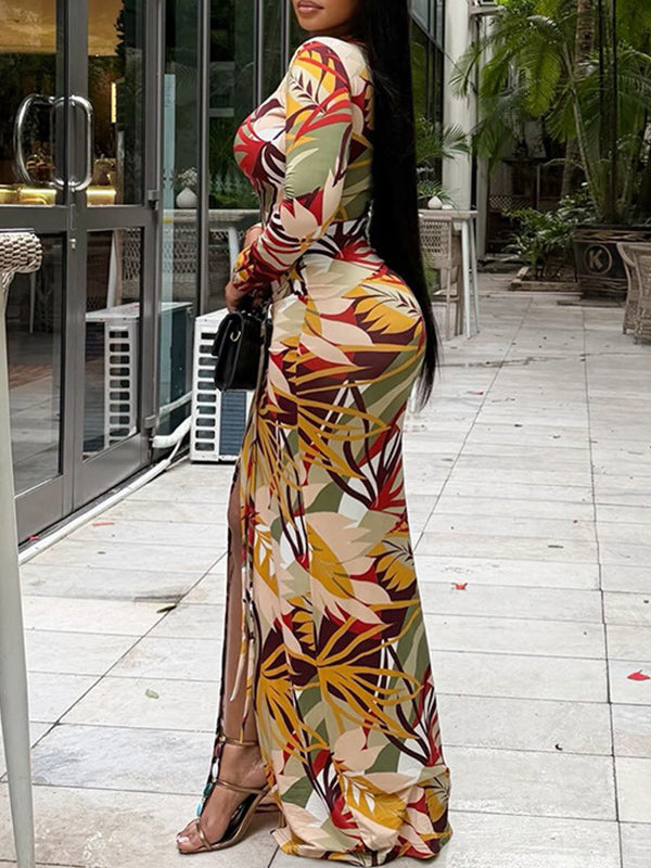 Printed Slit Maxi Dress