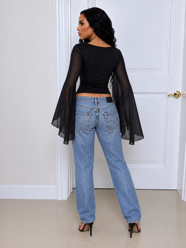 Solid Mesh Paneled Flare Top