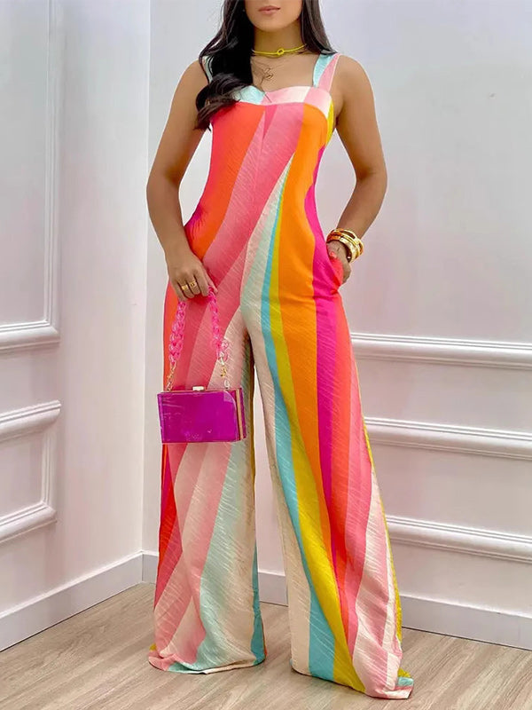 Printed Sleeveless Wide-Leg Jumpsuit