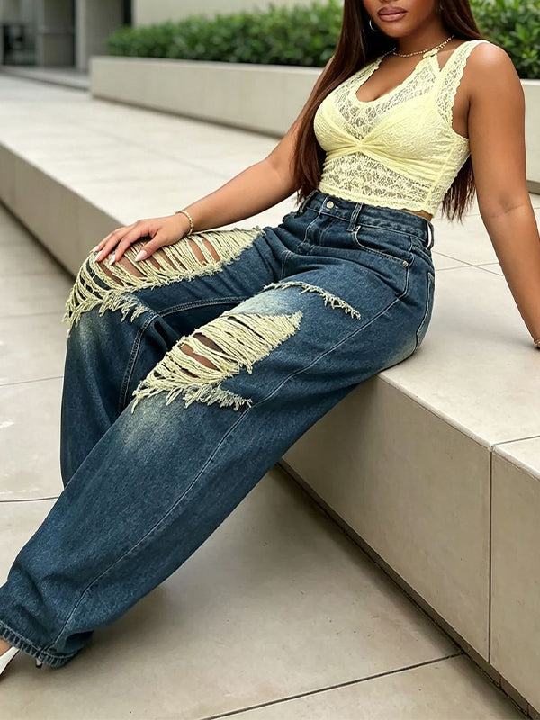 Frayed Ripped Jeans