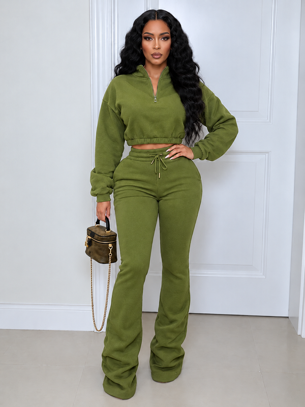 Zip-Front Sweatshirt & Pants Set
