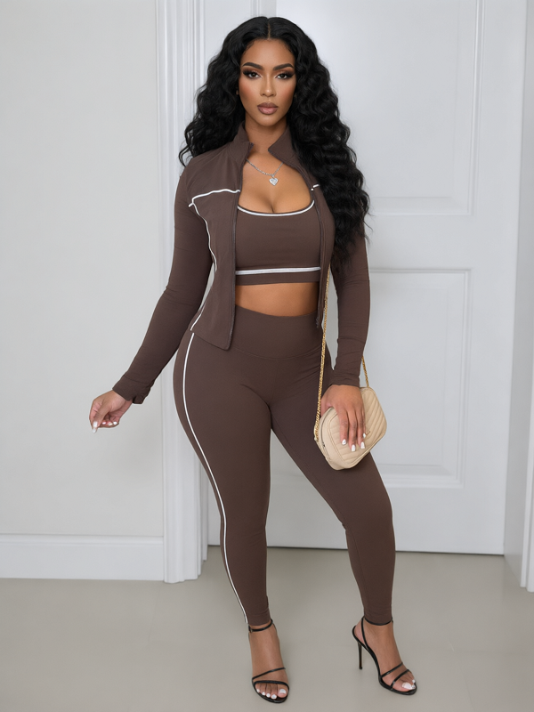 Stripe Jacket 3PC Pants Set