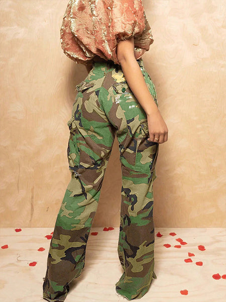 Ripped Camo Cargo Pants