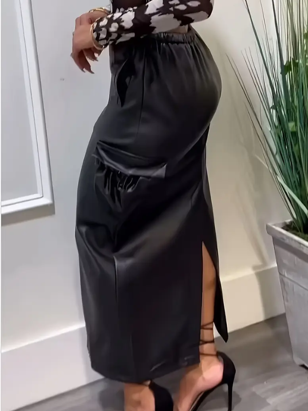 Morchique Faux Leather Cargo Skirt
