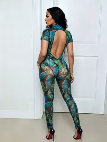 Printed Cut-out Jumpsuit