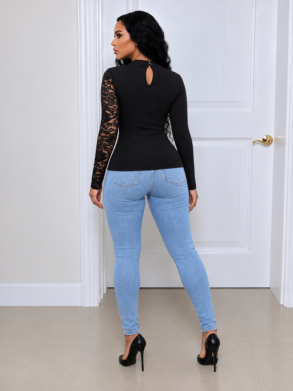 Lace Panel Cutout Top