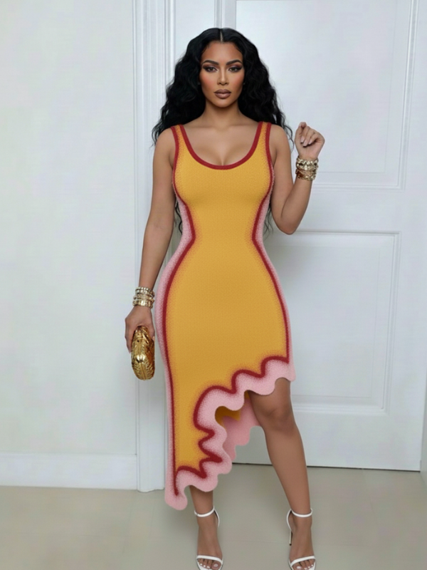 Printed Asymmetric Dress