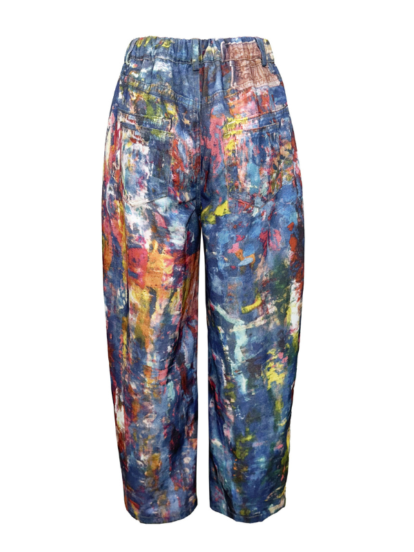 Morchique Abstract Colorblock Loose Casual Jeans