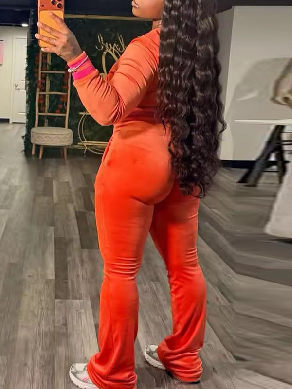 Color Block Hooded Top & Drawstring Pants Set