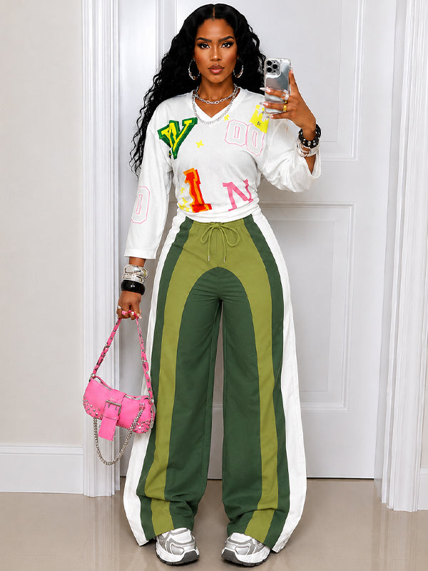 Colorblock Wide-Leg Pants